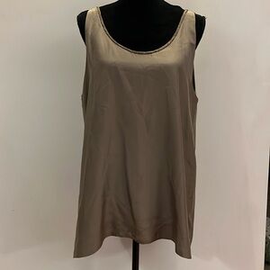 Eileen Fisher Silk Tank with beading, size L, stone color